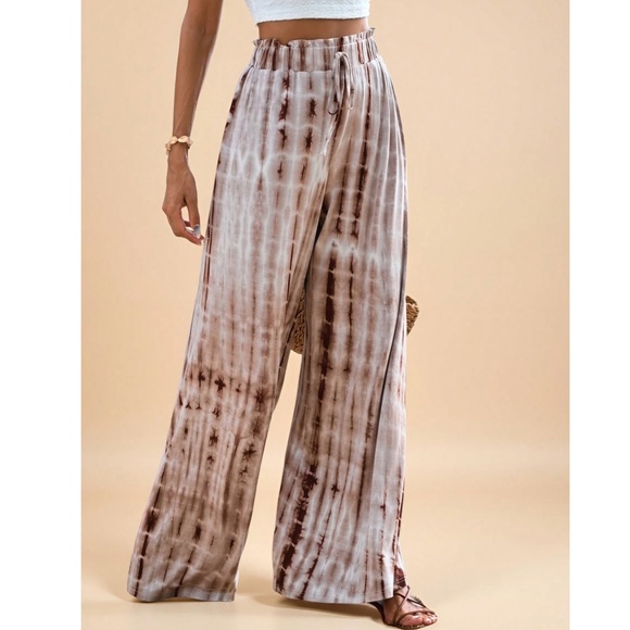 Boho Tie Dye High Waisted Wide leg Lounge Palazzo Pants - Picture 9 of 10